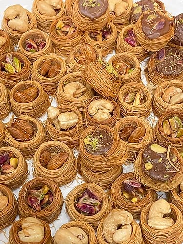 Bruges, Belgium. Tasty middle eastern desserts for sale in a pastry shop Art Print